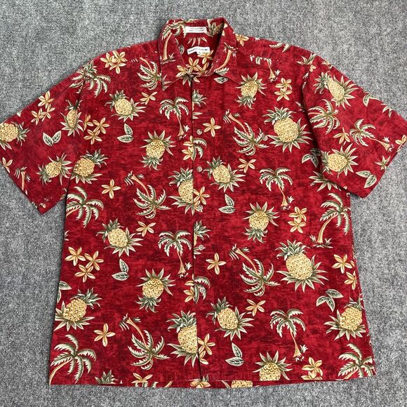Pierre Cardin Other - Pierre Cardin Shirt Mens Large Short Sleeve Button Up Pineapple Palms Beach Camp